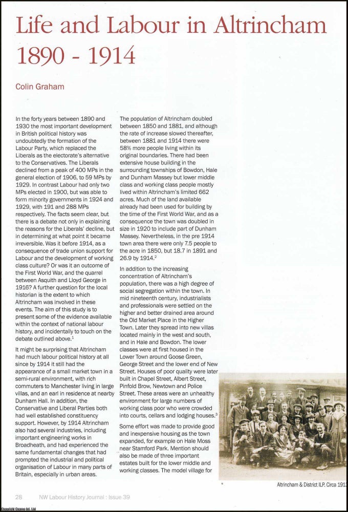 Item #366458 Life and Labour in Altrincham 1890-1914. An original article from North West Labour...