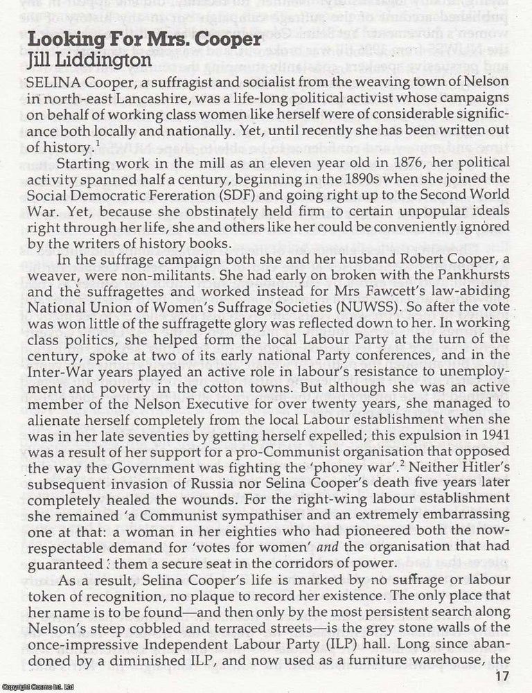 Item #366496 Female Suffrage : Selina Cooper, suffragist and socialist, Nelson, Lancashire. An...