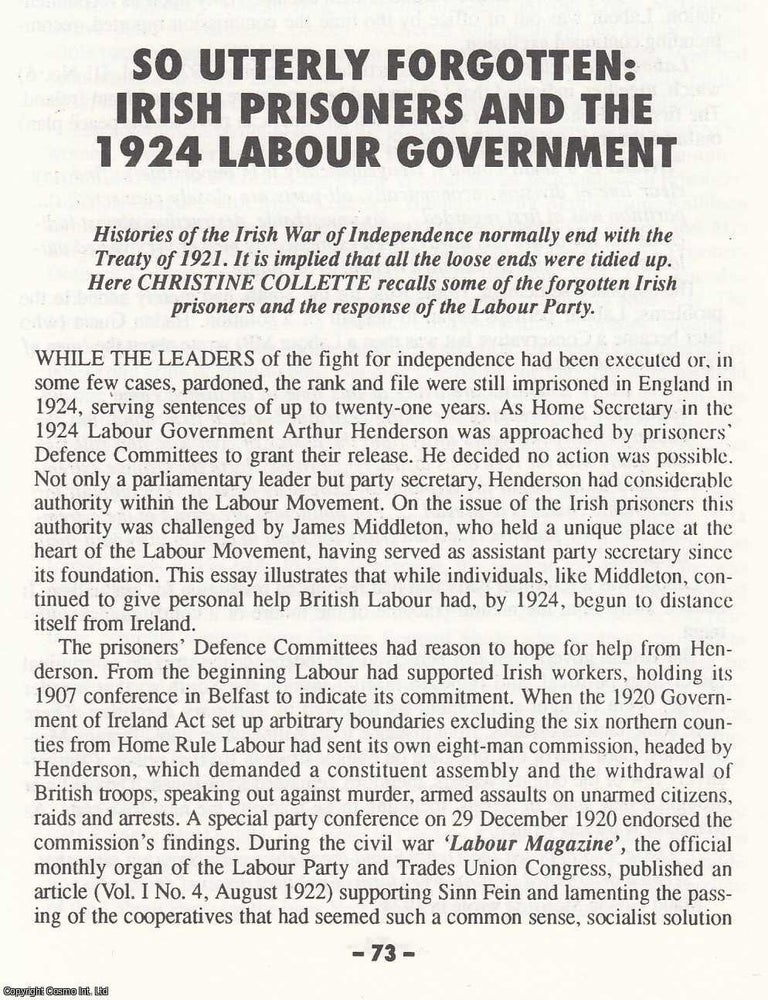 Item #366507 Irish Prisoners and the 1924 Labour Government. An original article from North West...
