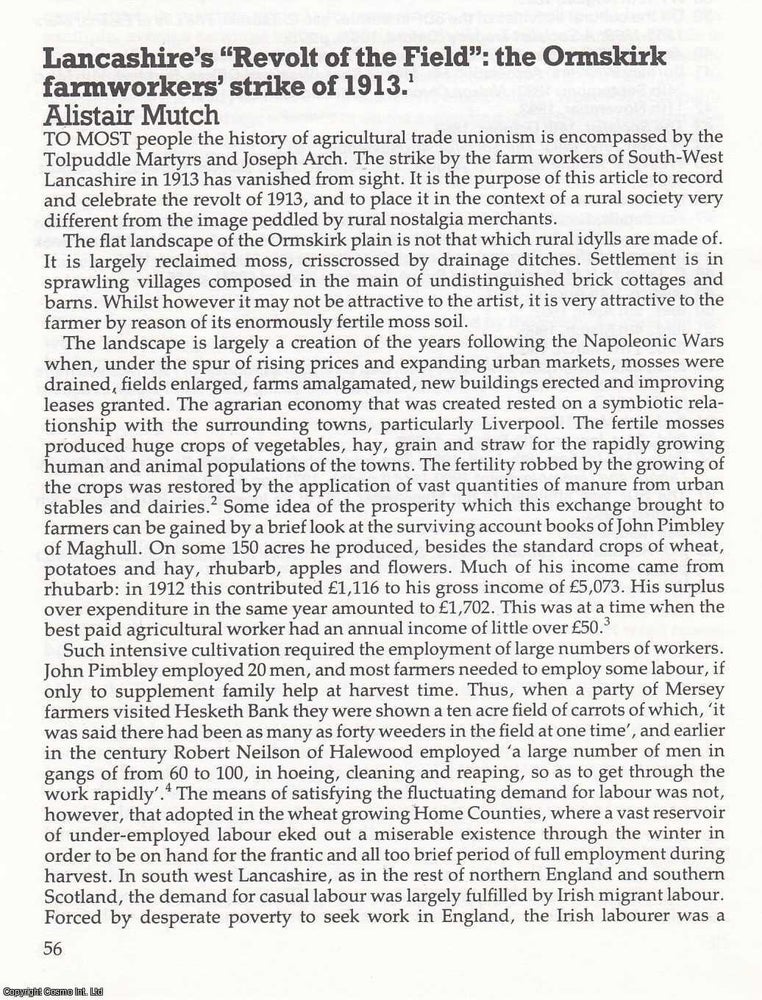 Item #366523 The Ormskirk farmworkers' strike of 1913. An original article from North West...