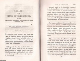 1831: Remarks on the Study of Entomology, and on an. John Moore.