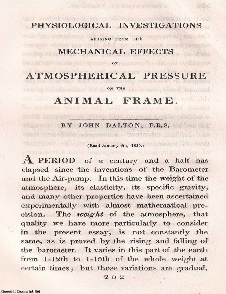 Item #366567 1831: Physiological Investigations arising from the Mechanical Effects of...