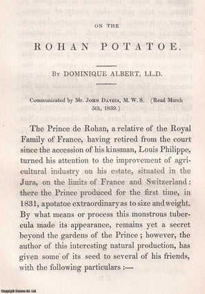 Item #366585 1842: On the Rohan Potatoe. An original article from the Memoirs of the Literary and...