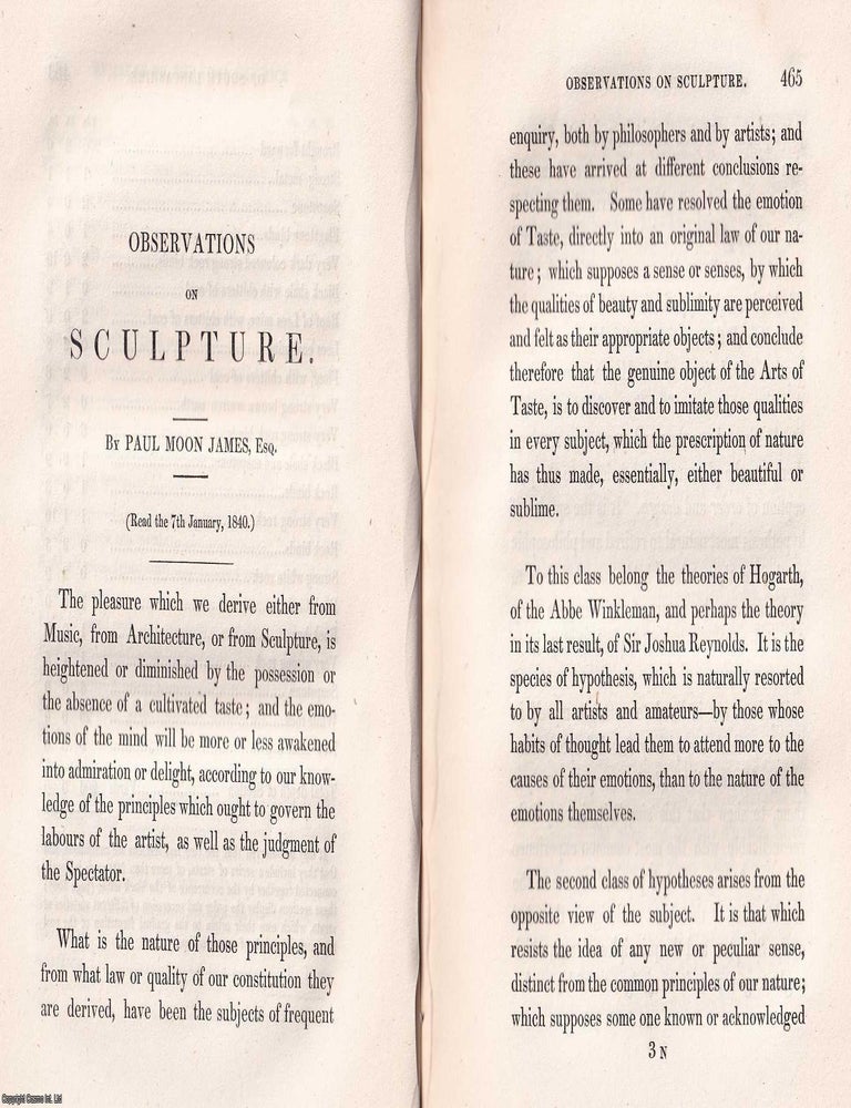 Item #366589 1842: Observations on Sculpture. 21 pages. An article printed in 1842, written by...