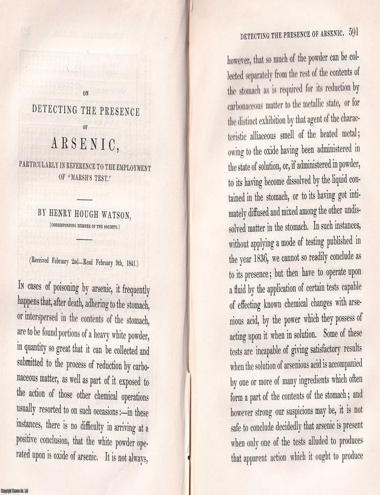 Item #366593 1842: On Detecting the Presence of Arsenic, particularly in reference to the...