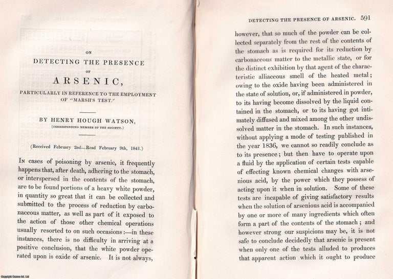 Item #366593 1842: On Detecting the Presence of Arsenic, particularly in reference to the...