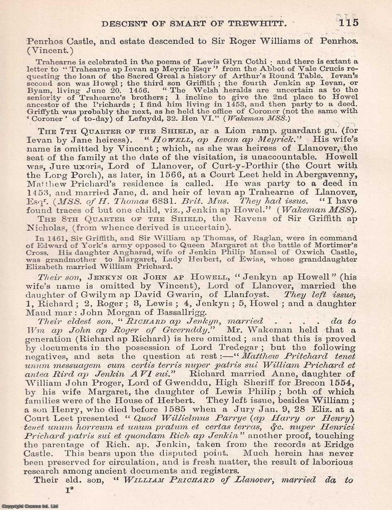 Item #366640 Descent of Smart, of Trewhitt, Northumberland; through Lynn; Woodhouse and...