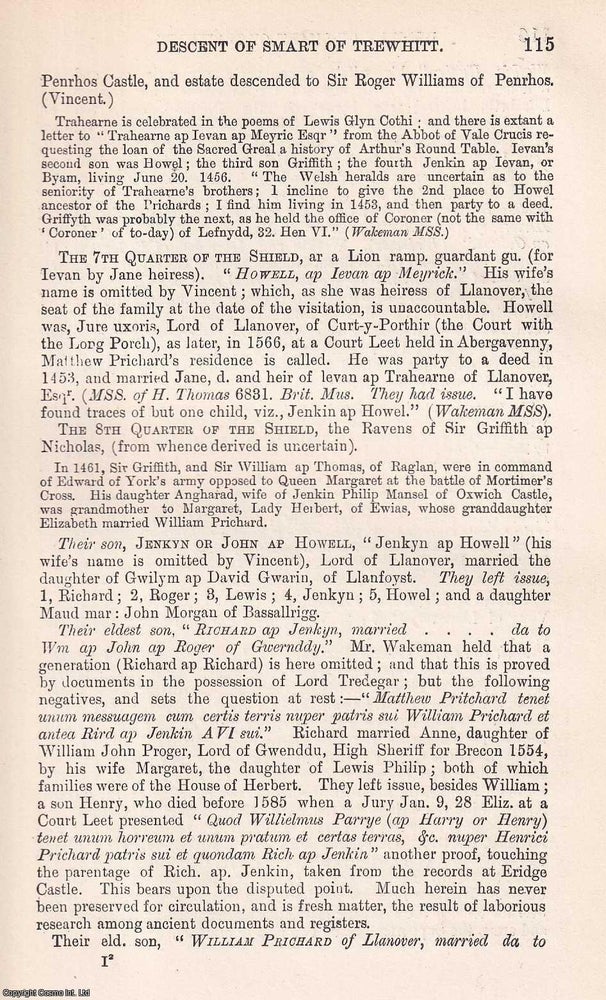 Item #366640 Descent of Smart, of Trewhitt, Northumberland; through Lynn; Woodhouse and...