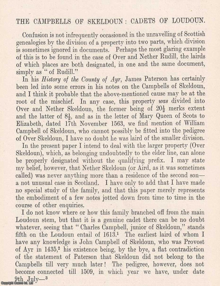 Item #366706 The Campbells of Skeldoun: Cadets of Loudoun. An original article from The...