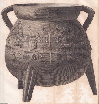 An Antient Hunting Pot of Bell-Metal, ornamented with the symbols. METALWORK.