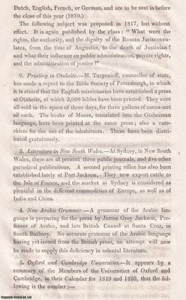 Item #367007 Tahiti : Printing in Otaheite; the Bible Society of Petersburgh. A short original...