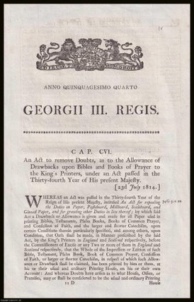 George 3rd : An Act to remove Doubts, as to. 1814 BIBLE PRINTING.