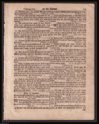 1763 Bible double sided leaf, 19.5 x 25 cms, in. 1763 AMERICAN PRINTED BIBLE.