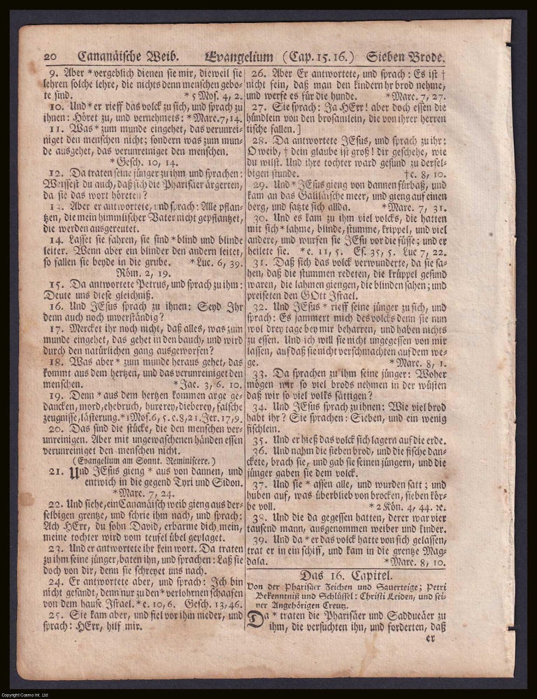 Item #367152 Bible leaf printed in 1776 by Christopher Saur Jr. at Germantown, Pennsylvania :...