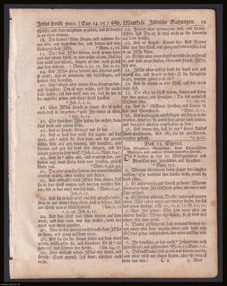 Bible leaf printed in 1776 by Christopher Saur Jr. at Germantown, Pennsylvania : double sided German language