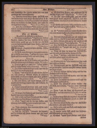 1743 Bible double sided leaf, 19.5 x 25 cms, in. 1743 AMERICAN PRINTED BIBLE.