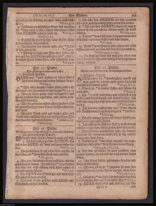 Bible leaf printed in 1743 by Christopher Saur at Germantown, Pennsylvania : double sided German language