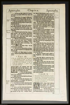 Item #367156 1640 King James Bible leaf; Book of Ecclesiasticus Apocrypha. A double sided large...