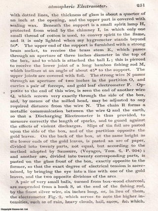 An Account of an atmospheric Electrometer, by Francis Ronalds. An uncommon original article from the Journal of Science and the Arts, 1817.