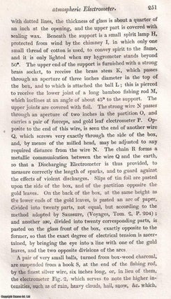 An Account of an atmospheric Electrometer, by Francis Ronalds. An uncommon original article from the Journal of Science and the Arts, 1817.