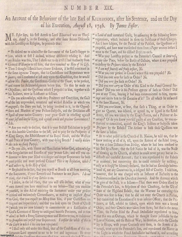 Item #367319 1745 Jacobite Uprising : Trial Accounts Relating to the Earl of Kilmarnock &...