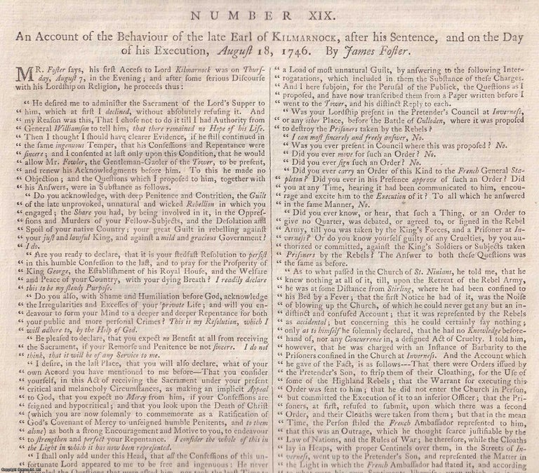 Item #367319 1745 Jacobite Uprising : Trial Accounts Relating to the Earl of Kilmarnock &...