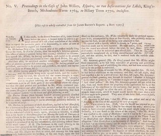 Item #367321 John Wilkes. Proceedings on two Informations for Libels, King's Bench, Michaelmas...