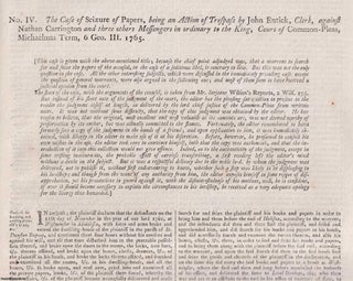 Item #367325 SEDITIOUS LIBEL JUDGMENT, 1765. The Case of Seizure of Papers, being an Action of...