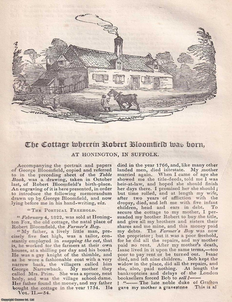 Item #367329 Robert Bloomfield; The Cottage where he was born, ALONG WITH His Brother, George...