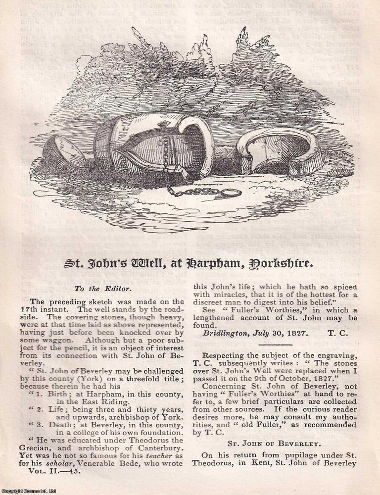 Item #367333 St. John's Well, at Harpham, Yorkshire. An original article from Hone's...