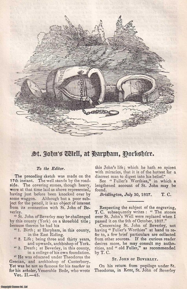 Item #367333 St. John's Well, at Harpham, Yorkshire. An original article from Hone's...