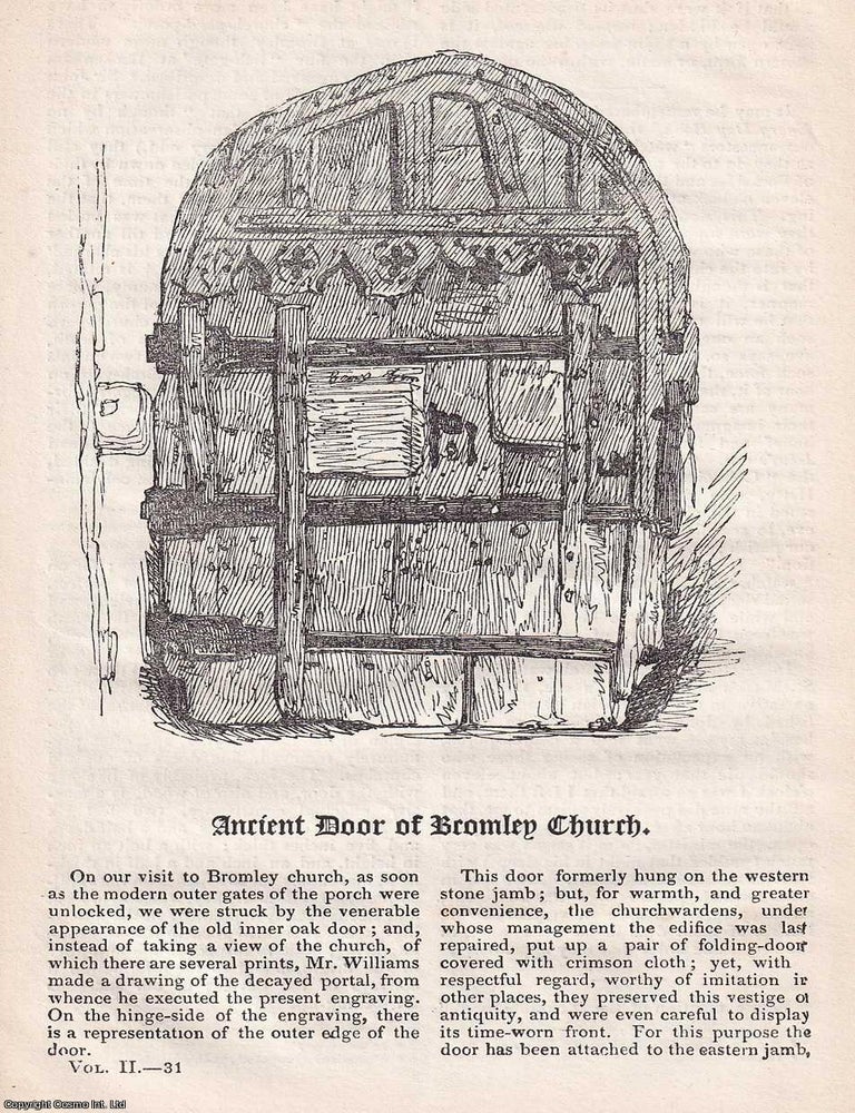 Item #367343 Ancient Door of Bromley Church. An original article from Hone's Every Day Book,...