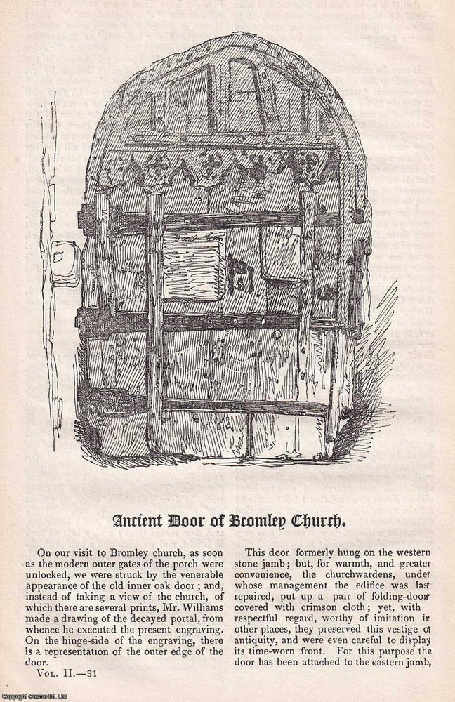 Item #367343 Ancient Door of Bromley Church. An original article from Hone's Every Day Book,...