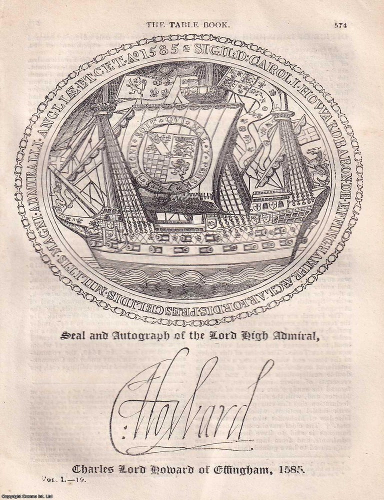 Item #367345 Office of Lord High Admiral. An original article from Hone's Every Day Book,...