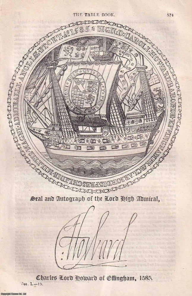 Item #367345 Office of Lord High Admiral. An original article from Hone's Every Day Book,...