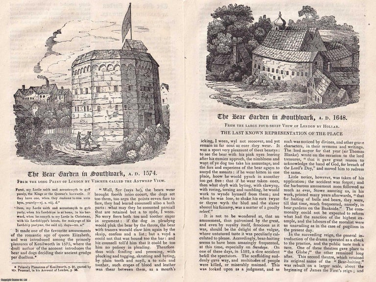 Item #367353 The Bear Garden in Southwark, 1574 and 1648. An original article from Hone's...