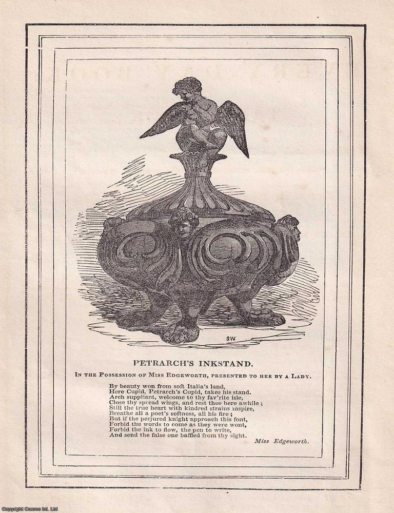 Item #367359 Petrarch's Inkstand; Maria Edgeworth's commission to celebrate her Italian...