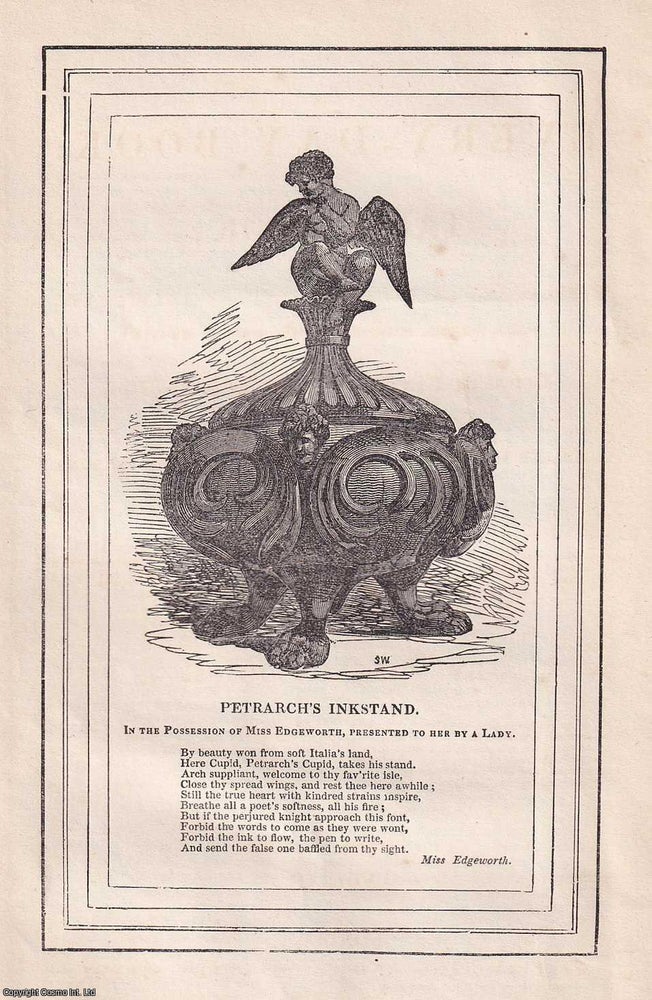 Item #367359 Petrarch's Inkstand; Maria Edgeworth's commission to celebrate her Italian...