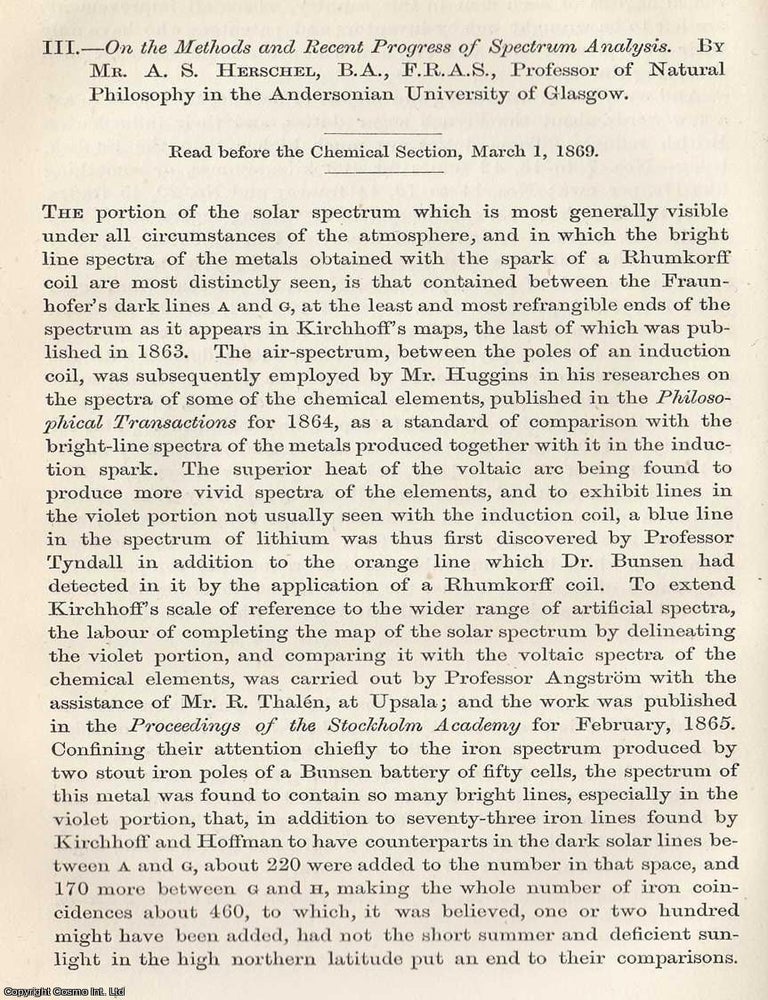 Item #367510 On the Methods and Recent Progress of Spectrum Analysis. This is an original article...
