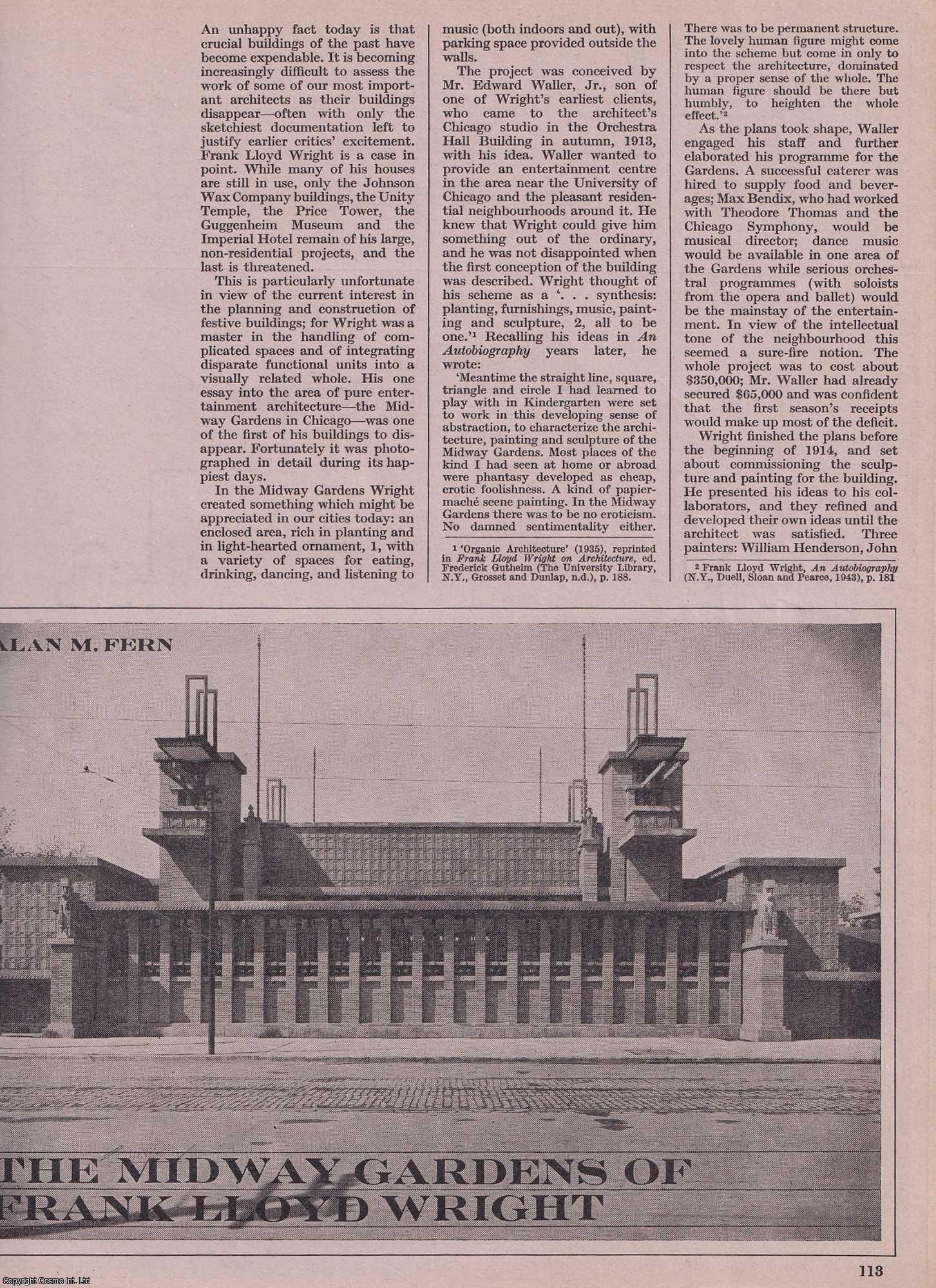 The Midway Gardens of Frank Lloyd Wright, by Alan M. Fern. This is an ...