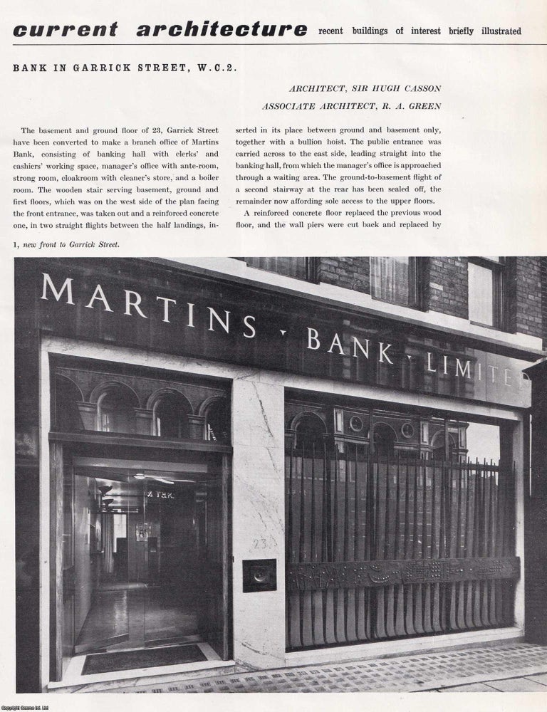 Item #367917 Martins Bank, Garrick Street, WC2, London. Architect; Sir Hugh Casson. This is an...