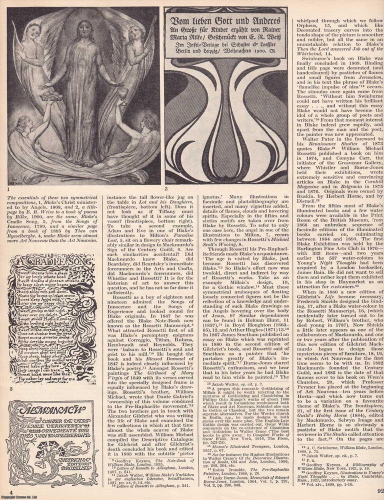 Item #367925 William Blake and Art Nouveau. By Robert Schmutzler. This is an original article...