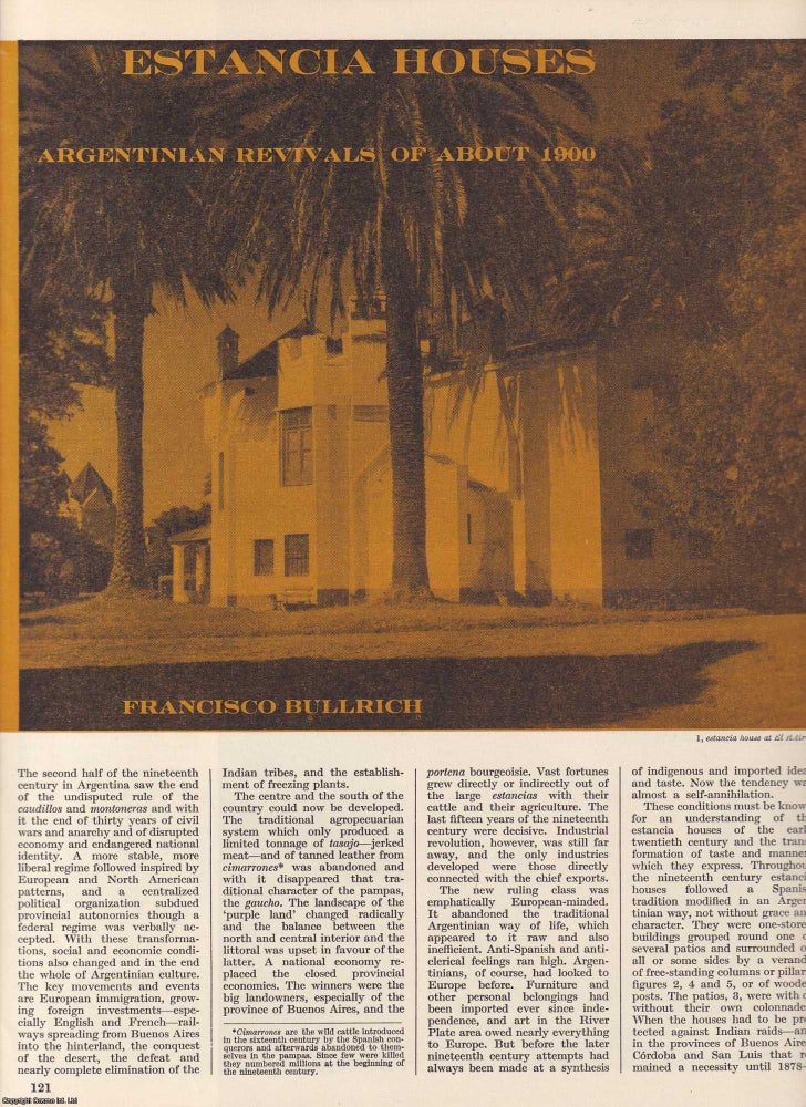 Item #368023 Estancia Houses; Argentinian Revivals, c.1900. By Francisco Bullrich. This is an...