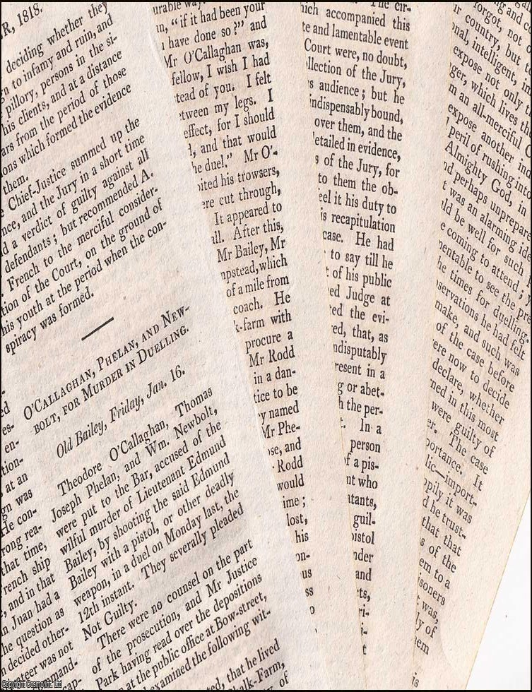Item #368515 O'Callaghan, Phelan, and Newbolt, for Murder of Lt. Edmund Bailey in Duelling....
