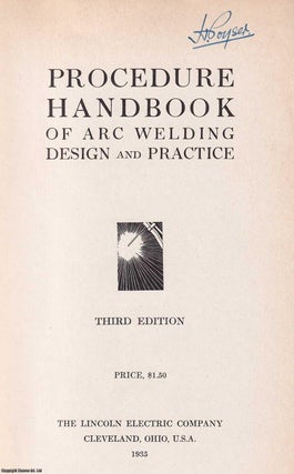 Item #368597 Procedure Handbook of Arc Welding, Design and Practice. 3rd Edition. The Lincoln...