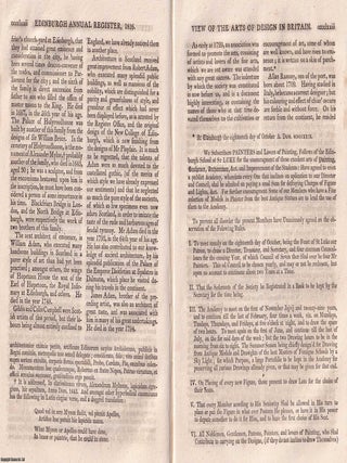 View of the Progress and Present State of the Arts of Design in Britain; Painting and Engraving, Fine Arts in Scotland, etc. An original article printed in 1816 : 50 pages.