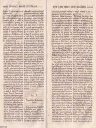View of the Progress and Present State of the Arts of Design in Britain; Painting and Engraving, Fine Arts in Scotland, etc. An original article printed in 1816 : 50 pages.