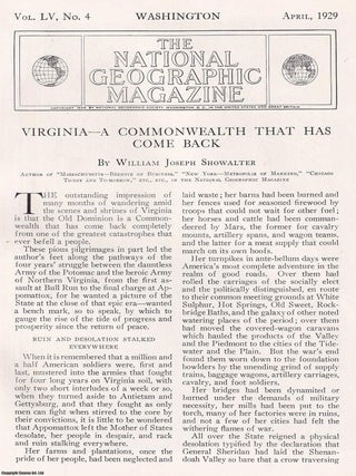 Viginia; A Commonwealth that has come back from the catastrophes of the civil war. By William Joseph Showalter. An original article from the National Geographic Magazine, 1929.