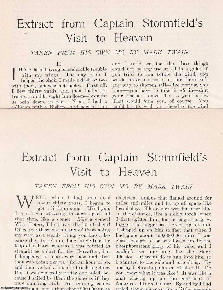 Item #368811 Extract from Captain Stormfield's Visit to Heaven. Taken from his own manuscript by Mark Twain. A complete short story. An original article from the Harper's Monthly Magazine, 1908. MARK TWAIN SHORT STORY.