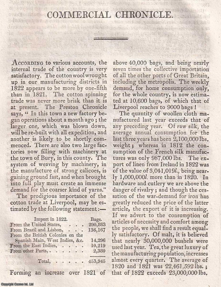 Item #368863 Cotton & Wool; Gun Trade; Linen Trade; Mexican Mines; Bank Shares; Streets of...